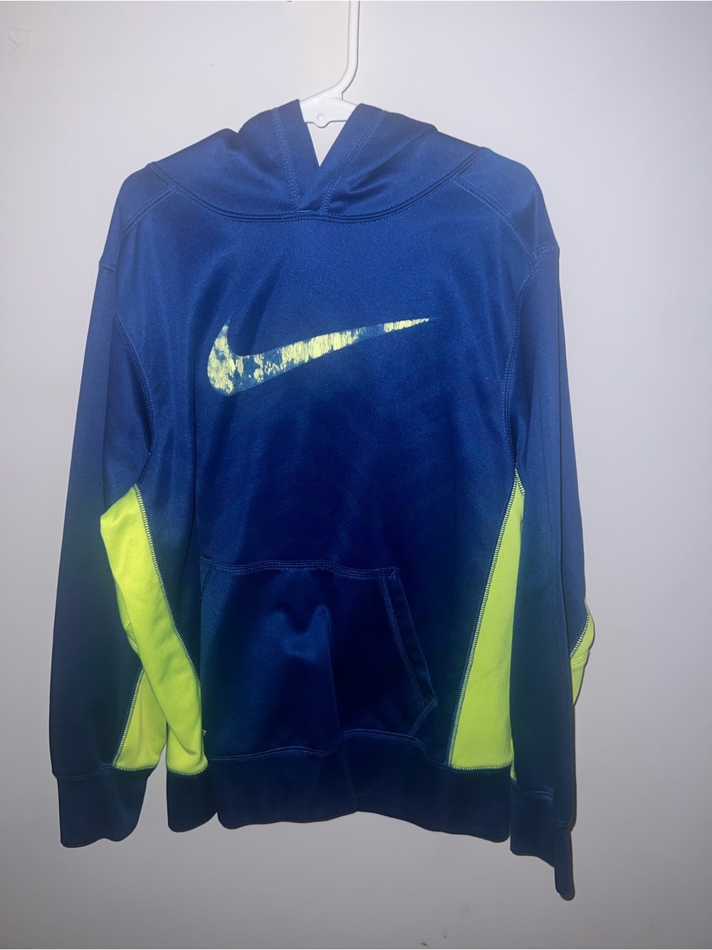 Nike boys Navy & Neon Green Hooded Pullover Sweatshirt